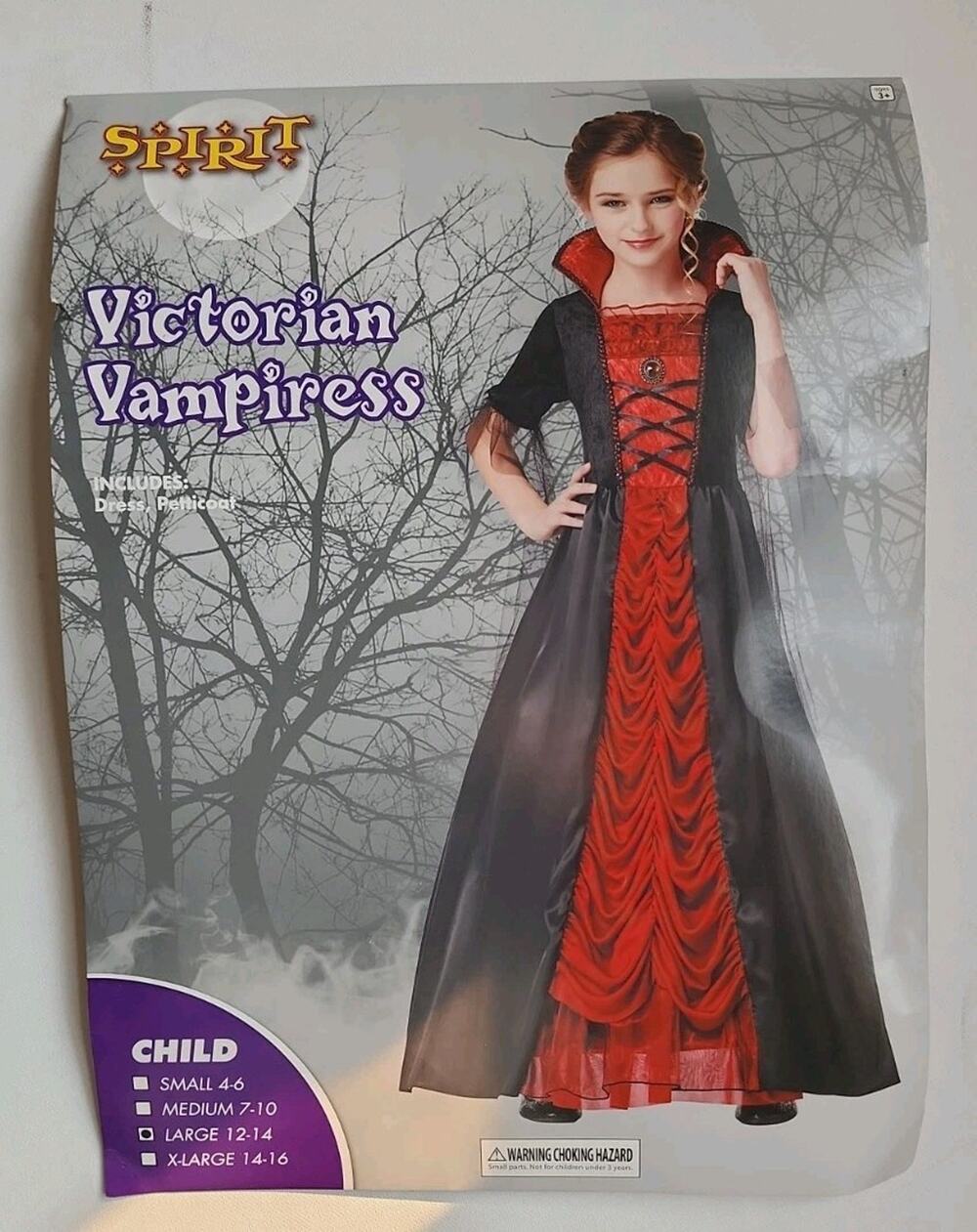Spirit Halloween Costume Dress Victorian Vampiress Queen Girl's Large 12/14